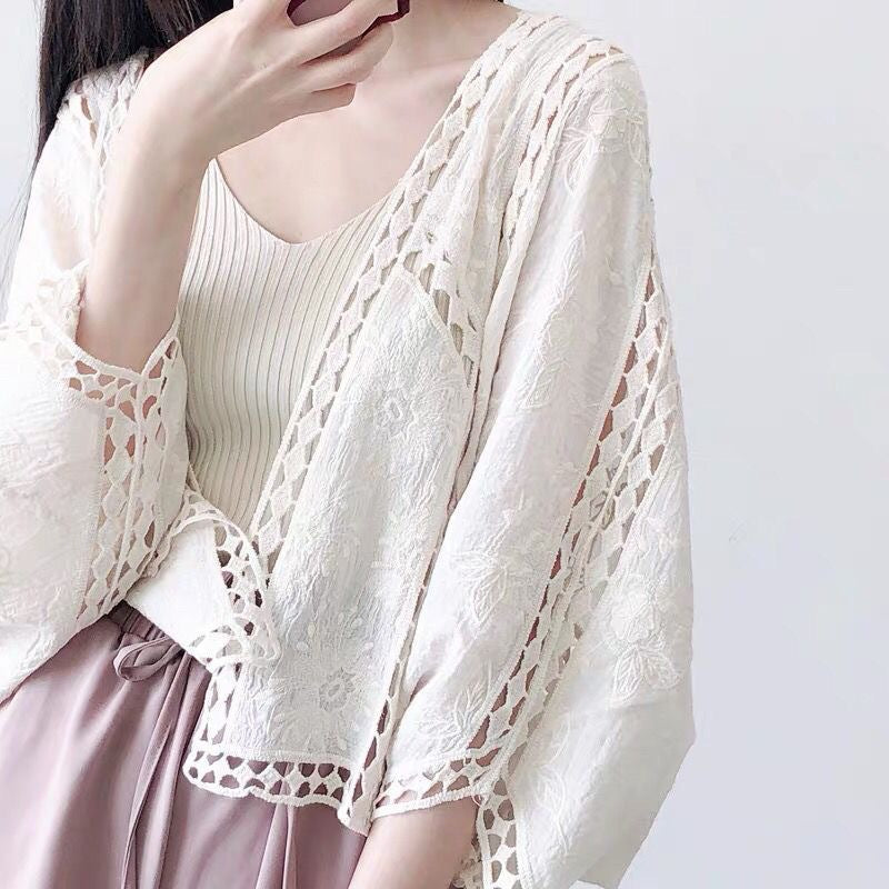 The Elara Crochet Open-Front Cardigan