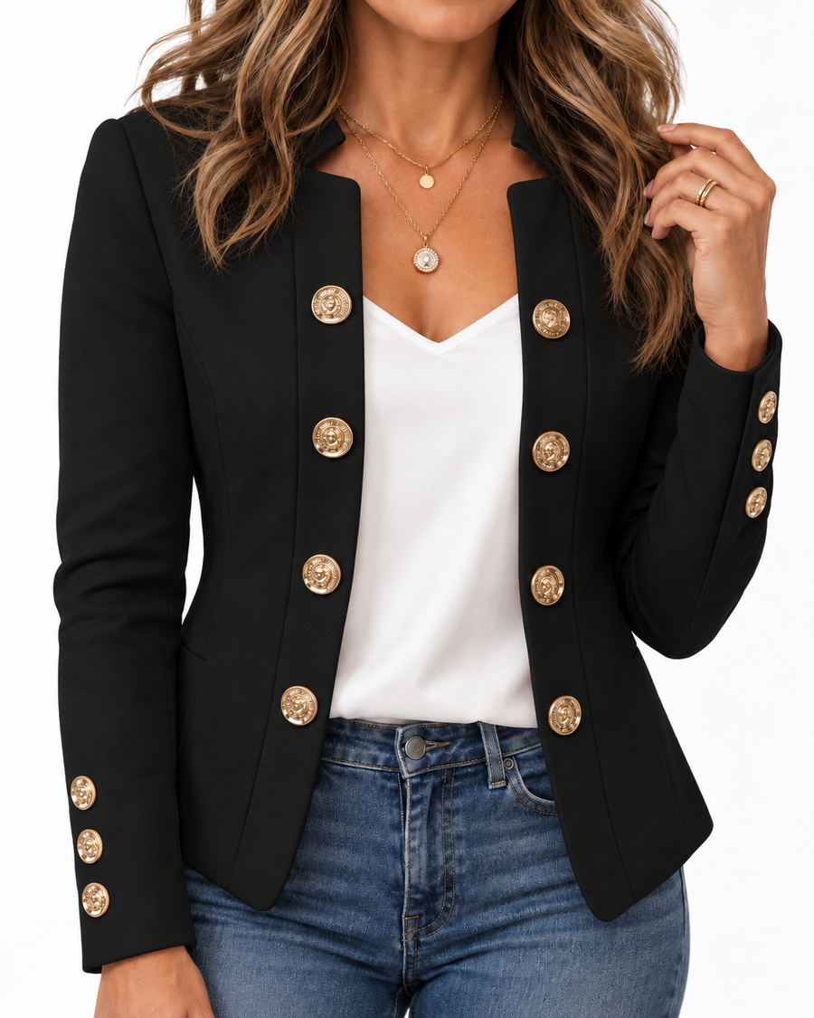 Amélie™ Elegant Gold Button Blazer