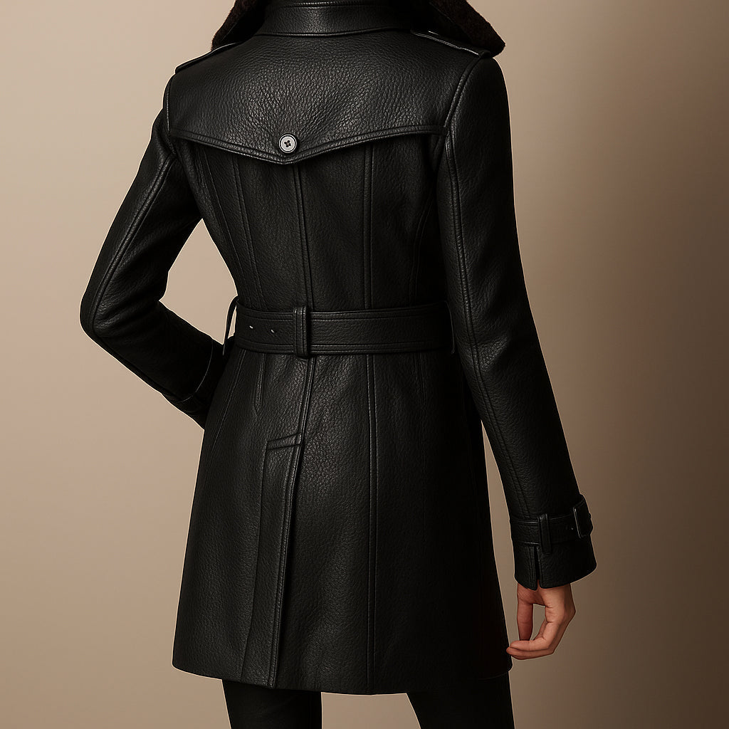 Maya | Women Elegant Leather Coat | Timeless & Versatile
