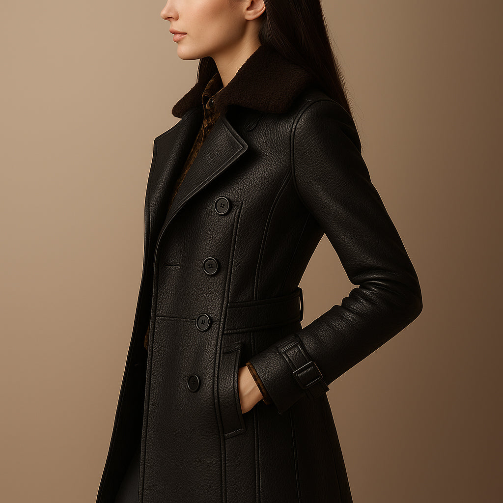 Maya | Women Elegant Leather Coat | Timeless & Versatile