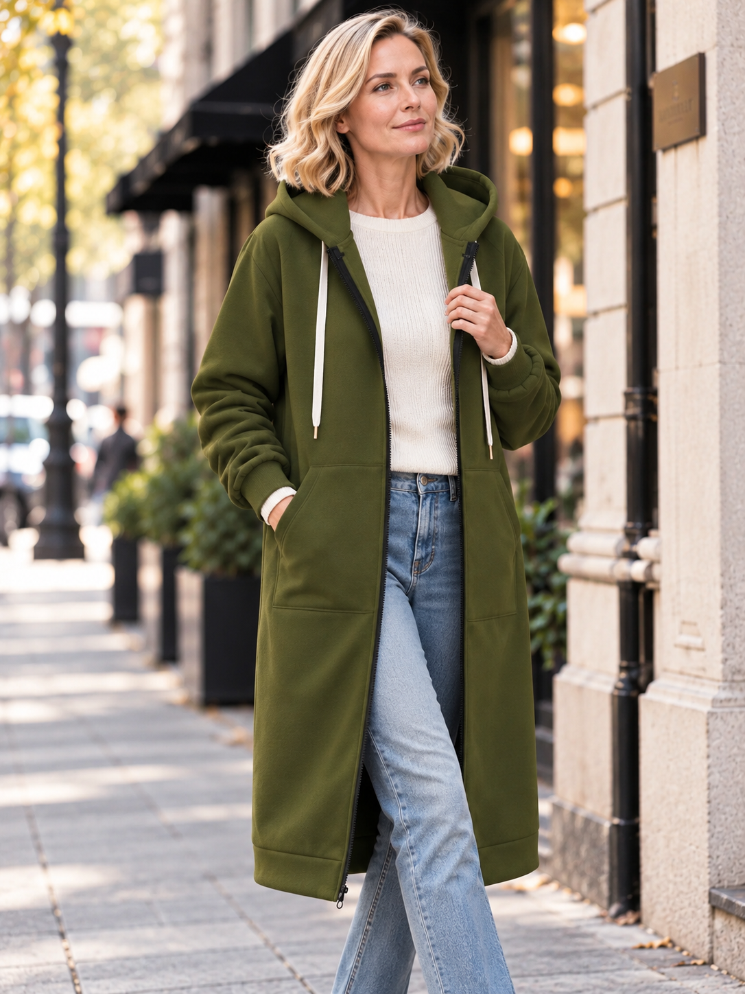 Harper™ Longline Zip-Up Fleece Hoodie