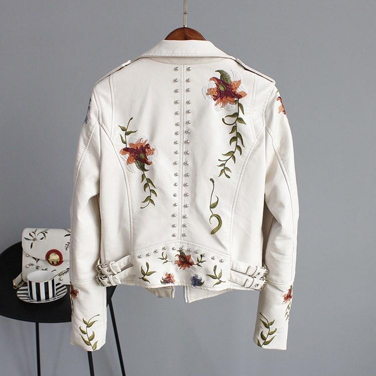 Ella | Stylish Embroidered Leather Jacket
