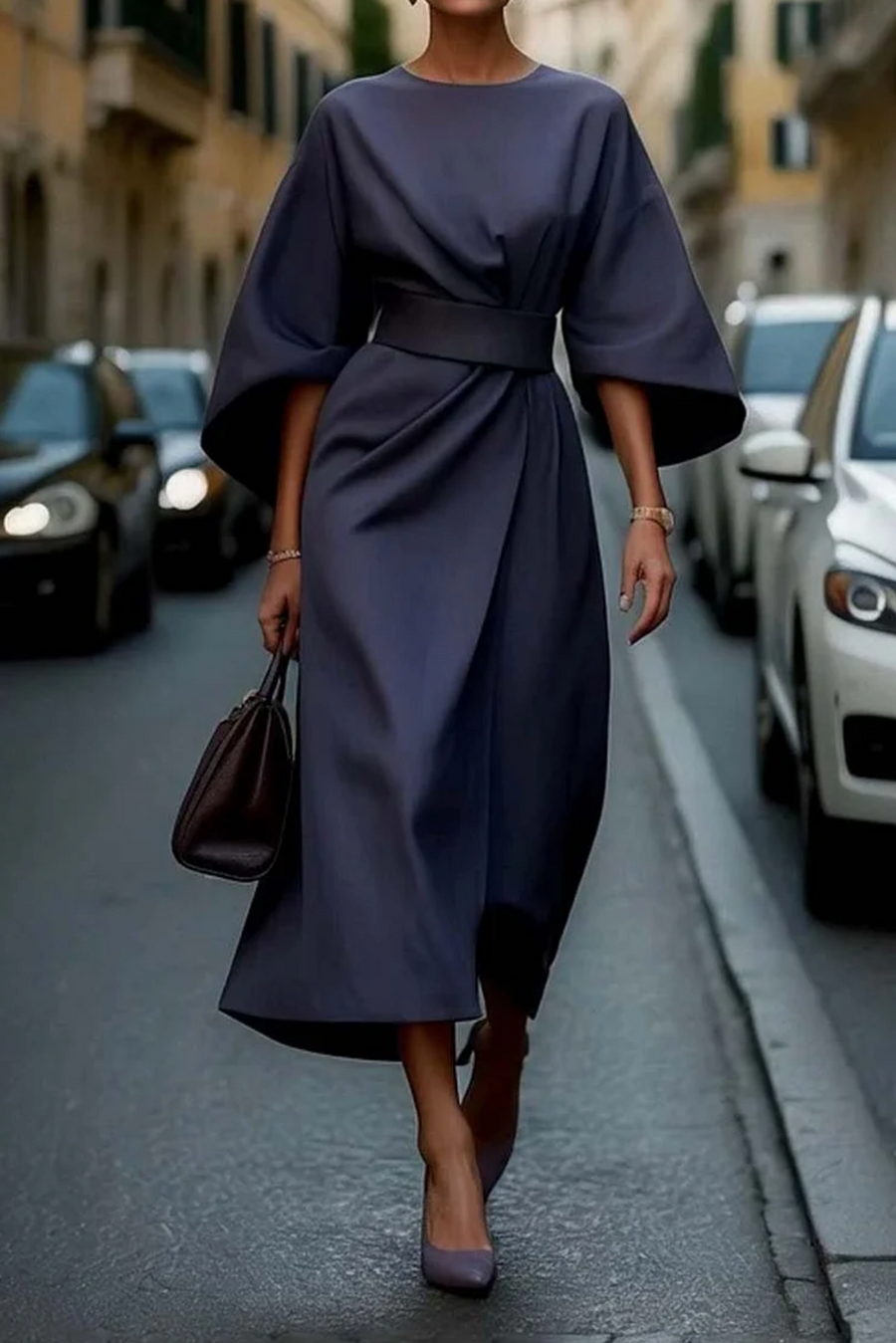 Matzliah™ | Elegant Lantern Sleeve Dress