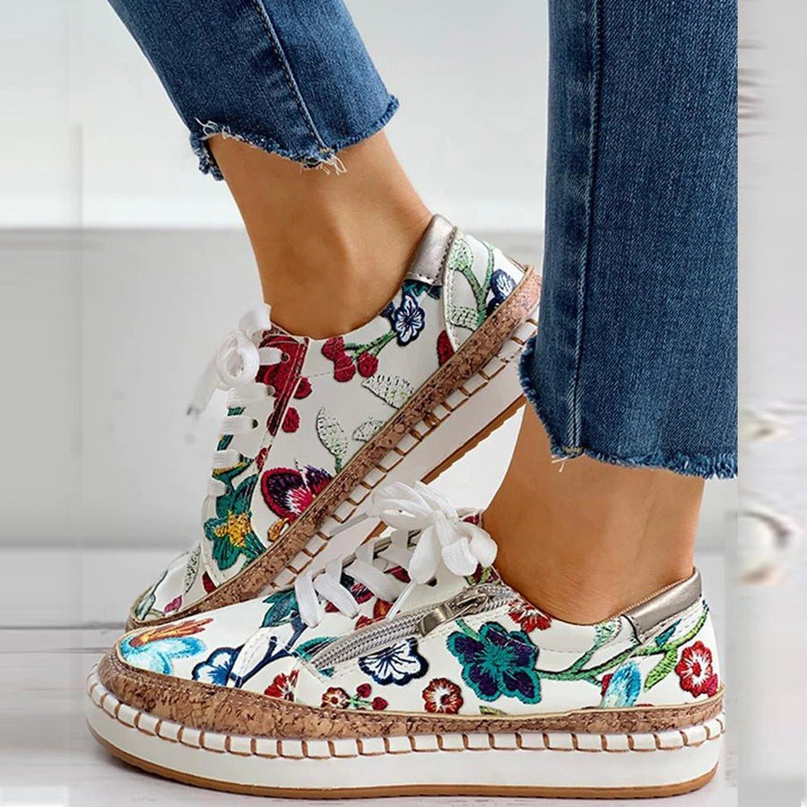 Oluchi™  Floral Orthopedic Zipper Sneakers