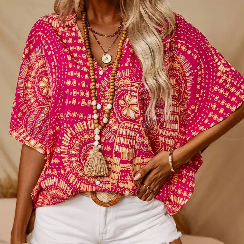Amara™ Bohemian V-Neck Blouse