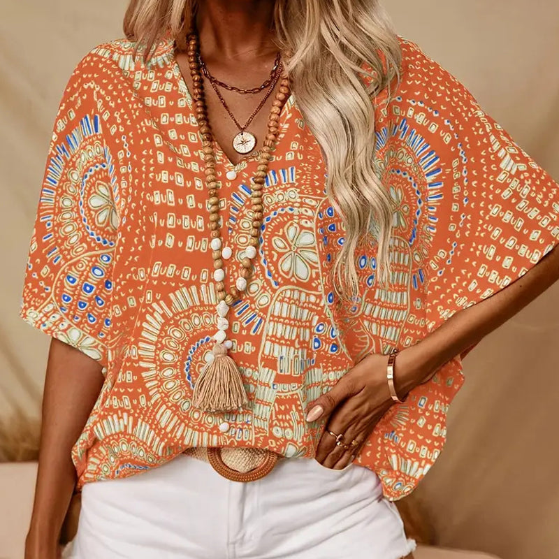 Amara™ Bohemian V-Neck Blouse