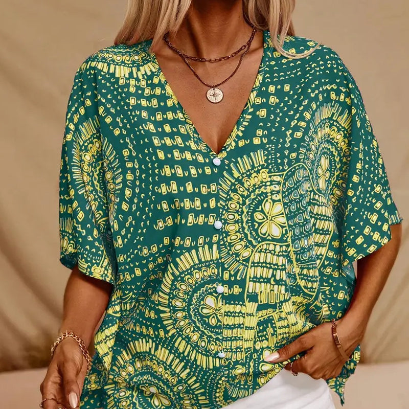 Amara™ Bohemian V-Neck Blouse