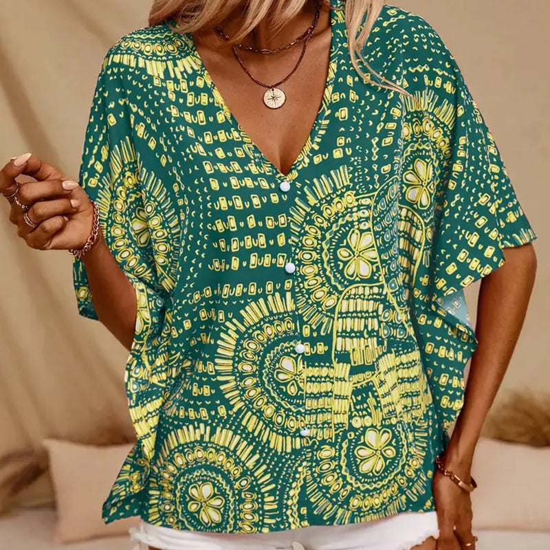 Amara™ Bohemian V-Neck Blouse