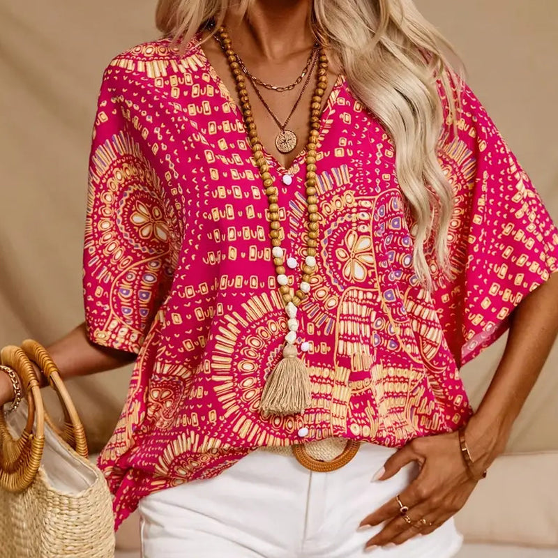 Amara™ Bohemian V-Neck Blouse