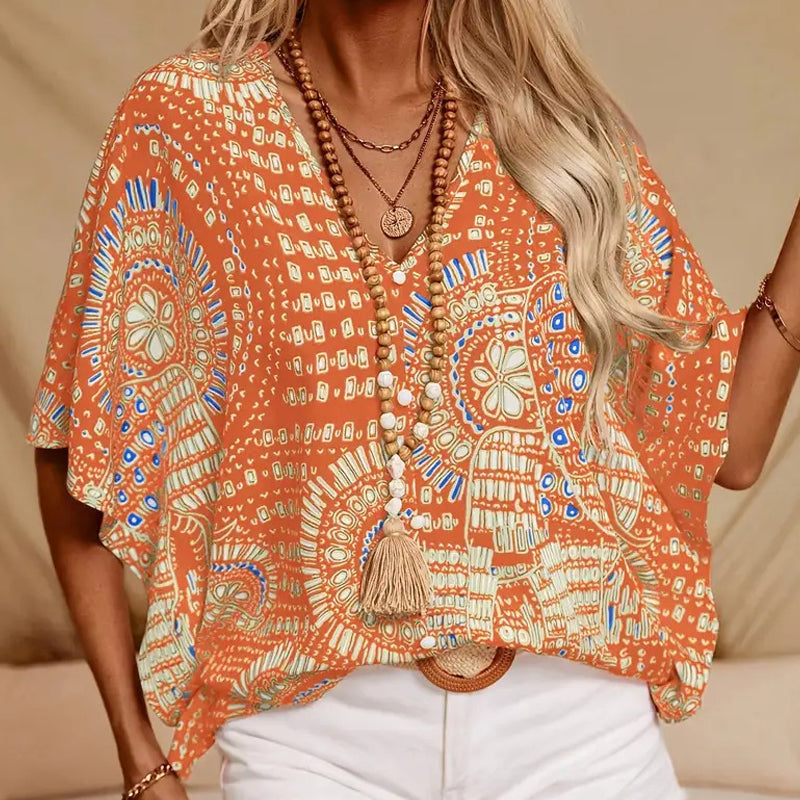 Amara™ Bohemian V-Neck Blouse